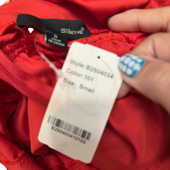 Red Heart Lacey V Neck Mini Valentines Dress Romantic Garden Boho Flirty - Picture 12 of 13